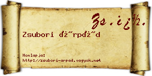 Zsubori Árpád névjegykártya